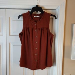 Sonoma Sleeveless Button-Up Blouse - Rust